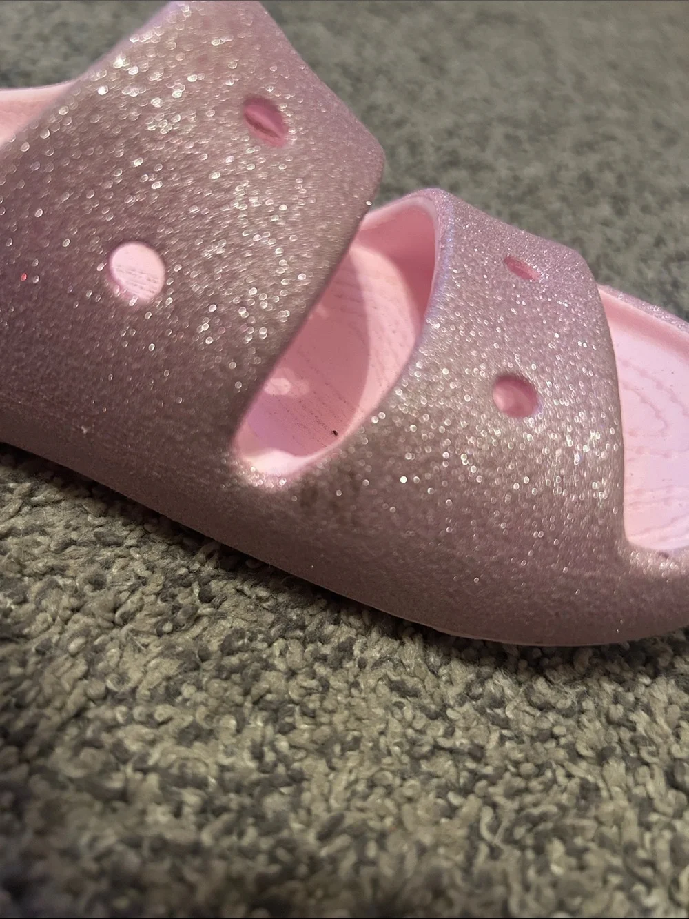 CROCS Kids Glitter Pink Slide Sandals
